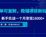 简单可复制,教辅项目新玩法,新手实战一个月变现16000+(第二期)-网赚项目众筹网