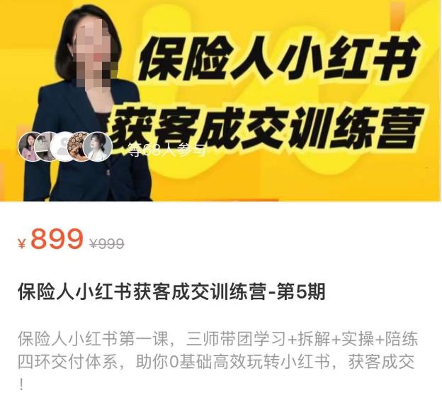 保险人小红书获客成交训练营，0基础高效玩转小红书，可复制的获客成交之路-网赚项目众筹网
