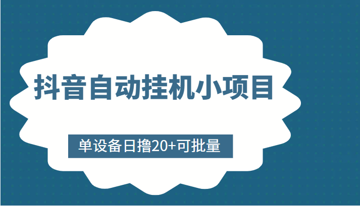 抖音自动挂机小项目，单设备日撸20+，可批量，号越多收益越大-网赚项目众筹网