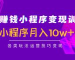 抖音赚钱小程序变现训练营:小程序月入10w+各类玩法运营技巧变现-网赚项目众筹网