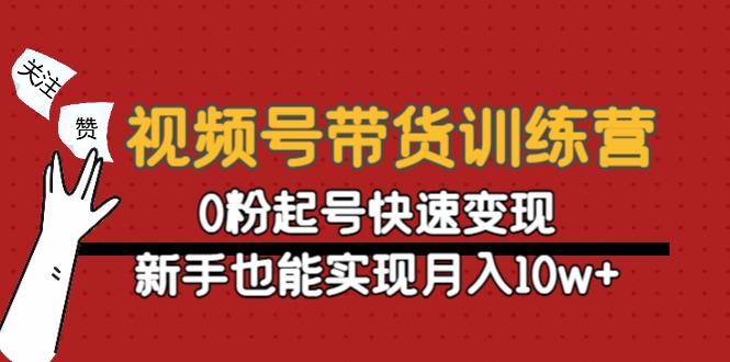 视频号带货训练营：0粉起号快速变现，新手也能实现月入10w+-网赚项目众筹网