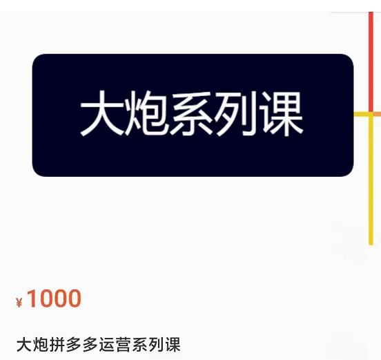大炮拼多多运营系列课，各类​玩法合集，拼多多运营玩法实操-网赚项目众筹网