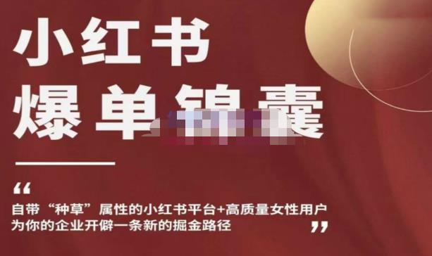 小红书爆单锦囊，自带种草属性+高质量女性用户，为你的企业开辟一条新的掘金路径-网赚项目众筹网