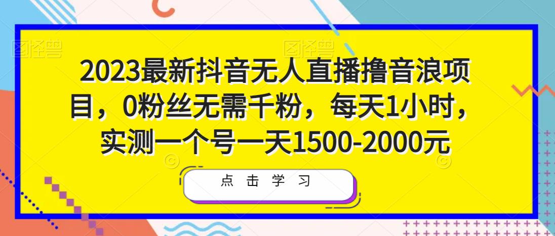 2023最新抖音无人直播撸音浪项目，0粉丝无需千粉，每天1小时，实测一个号一天1500-2000元-网赚项目众筹网