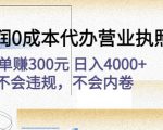 高利润0成本代办营业执照项目:一单赚300元日入4000+不会违规,不会内卷-网赚项目众筹网