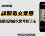 2023抖音快手毒文案新玩法，牌匾文案号，起号快易变现-网赚项目众筹网