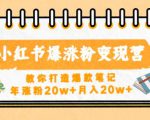 小红书爆涨粉变现营,教你打造爆款笔记,年涨粉20w+月入20w-网赚项目众筹网