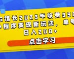 D1G馆长2023年收费990的抖音小程序变现新玩法,单号轻松日入200+-网赚项目众筹网