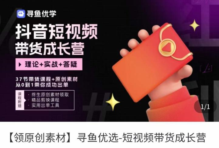 短视频带货成长营，​抖音短视频出单攻略，吃透账号运营的奥秘，轻松带货-网赚项目众筹网