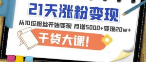 21天精准涨粉变现干货大课:从10位粉丝开始变现月增5000+变现20w+-网赚项目众筹网