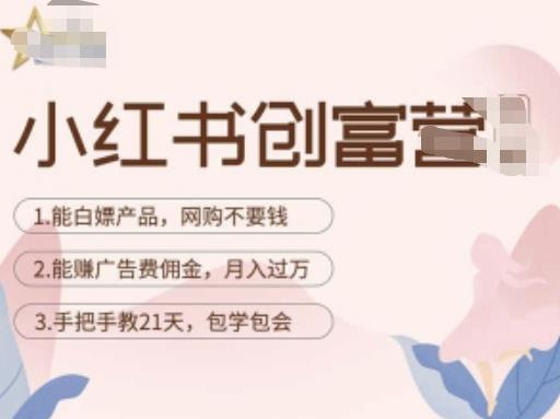 小红书创富营-教小红书带货，陪跑21天，教你赚广告费佣金，月入过万-网赚项目众筹网