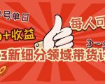 2023新细分领域带货计划:单号单日1000+收益不难,每人可操作3-5个账号-网赚项目众筹网