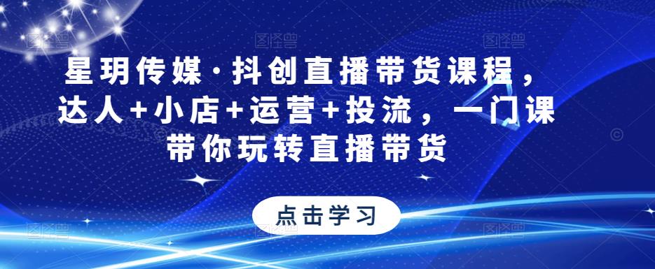 星玥传媒·抖创直播带货课程，达人+小店+运营+投流，一门课带你玩转直播带货-网赚项目众筹网