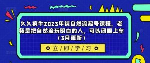 久久疯牛2023年纯自然流起号课程,老杨是把自然流玩明白的人,可以闭眼上车(3月更新)-网赚项目众筹网