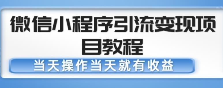 微信小程序引流变现项目教程，当天操作当天就有收益，变现不再是难事-网赚项目众筹网