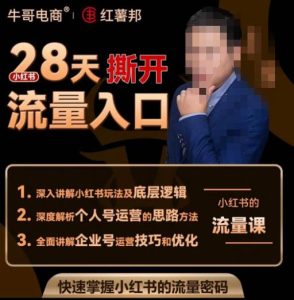 牛哥电商红薯邦28天撕开小红书流量入口,小红书运营系列课,快速掌握小红书的流量密码-网赚项目众筹网