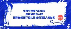 全网中视频另类玩法,都在闷声发大财,附带破解版下载软件加全网最大素材库-网赚项目众筹网