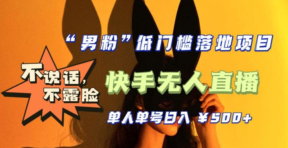 【全新升级】零基础单人单号单晚500+，不说话，不露脸，4月最新超皮实快手无人直播-网赚项目众筹网
