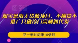 淘宝蓝海无货源项目,不囤货不推广只做冷门高利润代发,花一半时间赚10倍钱-网赚项目众筹网
