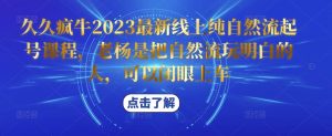 久久疯牛2023最新线上纯自然流起号课程,老杨是把自然流玩明白的人,可以闭眼上车-网赚项目众筹网
