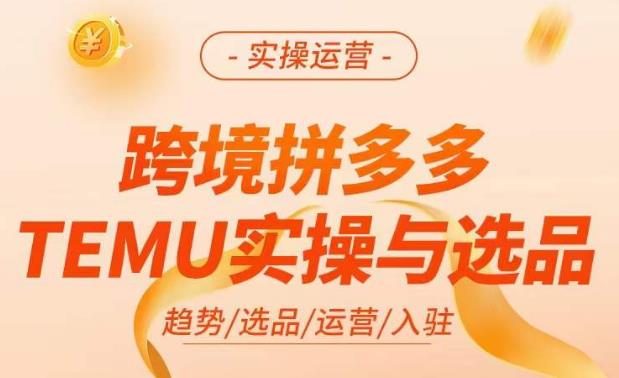 跨境拼多多TEMU实操与选品，​掌握平台运营方法技巧，选品避坑12条标准，爆款的底层思路等-网赚项目众筹网