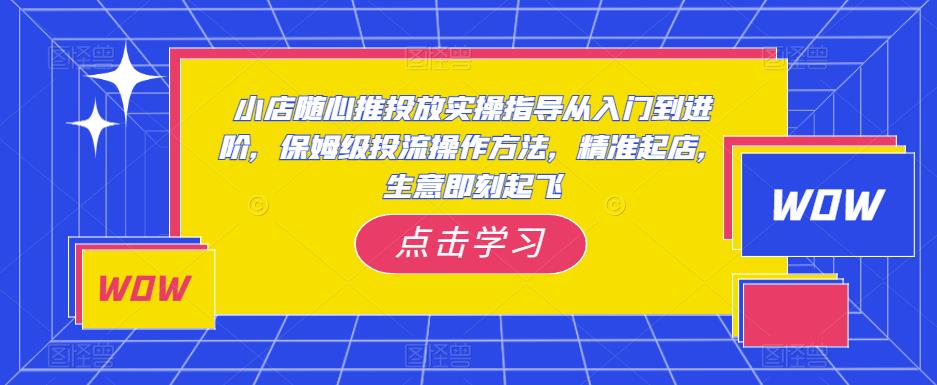 小店随心推投放实操指导从入门到进阶，保姆级投流操作方法，精准起店，生意即刻起飞-网赚项目众筹网