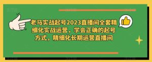 老马实战起号2023直播间全套精细化实战运营,学会正确的起号方式,精细化长期运营直播间-网赚项目众筹网