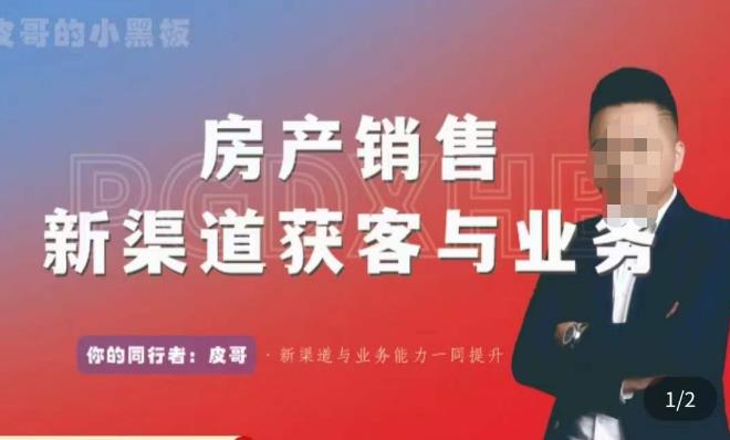 皮哥·房产销售新渠道获客与业务，​打造新时代房产经纪达人，助力行业新人成长为业内精英-网赚项目众筹网