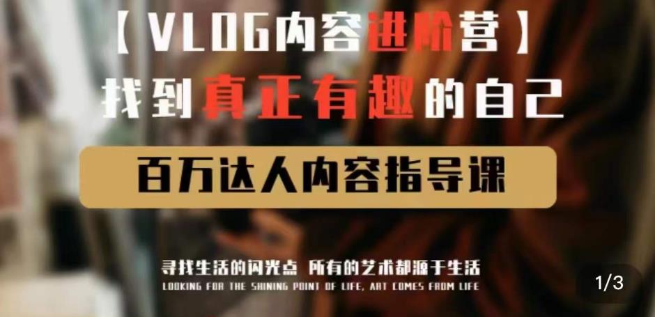 vlog内容进阶营，找到真正有趣的自己，百万达人内容指导课-网赚项目众筹网