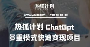 热狐计划：王大陆ChatGpt多重变现实操课，多种模式快速变现-网赚项目众筹网