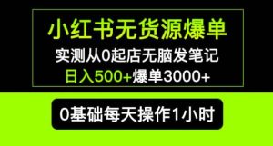 小红书无货源爆单实测从0起店无脑发笔记爆单3000+长期项目可多店-网赚项目众筹网