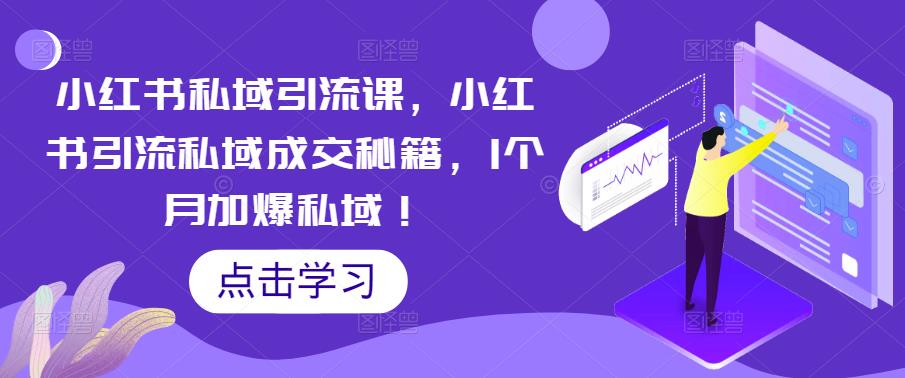 小红书私域引流课，小红书引流私域成交秘籍，1个月加爆私域！-网赚项目众筹网