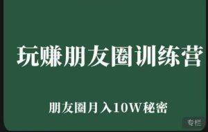 玩赚朋友圈系统课,朋友圈月入10W的秘密,7天系统图文课程-网赚项目众筹网