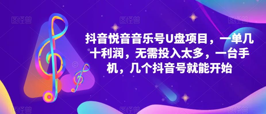 抖音音乐号U盘项目，一单几十利润，无需投入太多，一台手机，几个抖音号就能开始-网赚项目众筹网