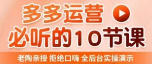 老陶电商·拼多多运营必听10节课,拒绝口嗨,全后台实操演示,花的少,赚得多,爆款更简单-网赚项目众筹网