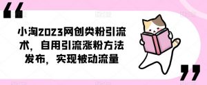 小淘2023网创类粉引流术,自用引流涨粉方法发布,实现被动流量-网赚项目众筹网