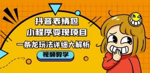 抖音表情包小程序变现项目,一条龙玩法详细大解析,视频版学习!-网赚项目众筹网