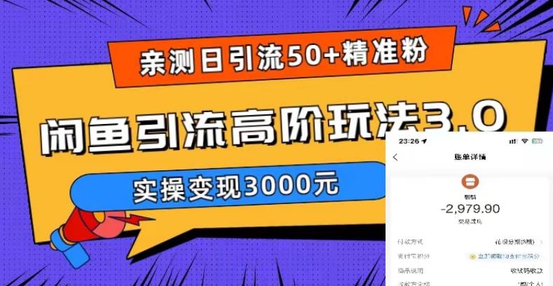 亲测日引50+精准粉，闲鱼引流高阶玩法3.0，实操变现3000元【揭秘】-网赚项目众筹网