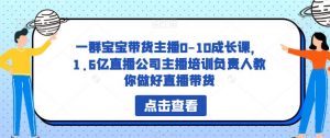 一群宝宝带货主播0-10成长课，1.6亿直播公司主播培训负责人教你做好直播带货-网赚项目众筹网