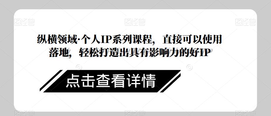 纵横领域·个人IP系列课程，直接可以使用落地，轻松打造出具有影响力的好IP-网赚项目众筹网