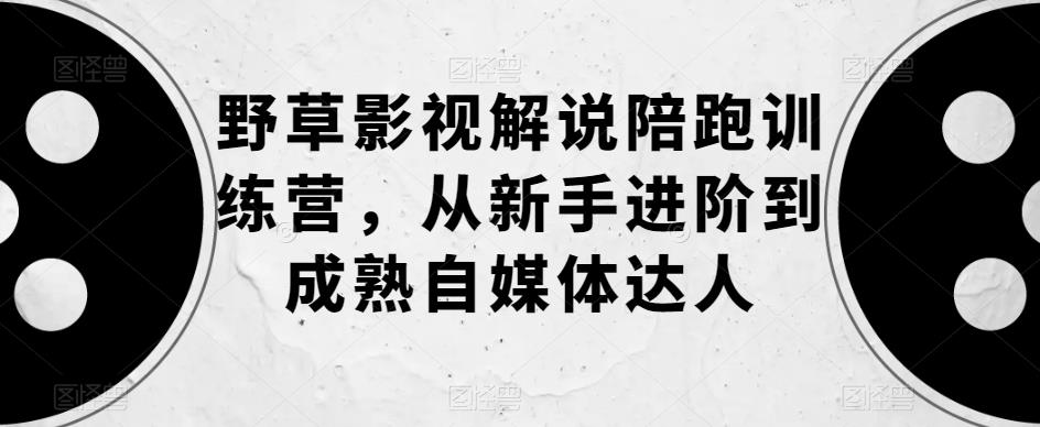 野草影视解说陪跑训练营，从新手进阶到成熟自媒体达人-网赚项目众筹网