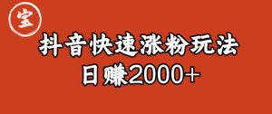 宝哥私藏·抖音快速起号涨粉玩法（4天涨粉1千）（日赚2000+）【揭秘】-网赚项目众筹网
