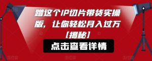 蹭这个IP切片带货实操版,让你轻松月入过万【揭秘】-网赚项目众筹网