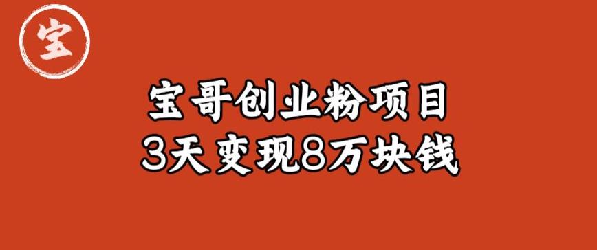 宝哥IP图文创业粉引流项目实战分享：单个账号3天涨粉1万，变现8万块钱（图文教程）【揭秘】-网赚项目众筹网