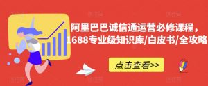 阿里巴巴诚信通运营必修课程，​1688专业级知识库/白皮书/全攻略-网赚项目众筹网