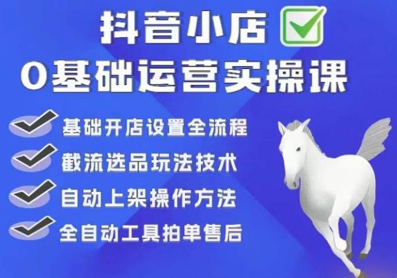 白马电商·0基础抖店运营实操课，基础开店设置全流程，截流选品玩法技术-网赚项目众筹网