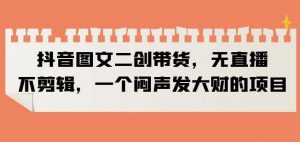 抖音图文二创带货,无直播,不剪辑,一个闷声发大财的项目【揭秘】-网赚项目众筹网