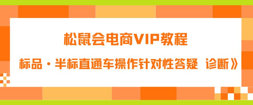 松鼠会电商VIP教程：松鼠《付费推广标品·半标直通车操作针对性答疑&诊断》-网赚项目众筹网