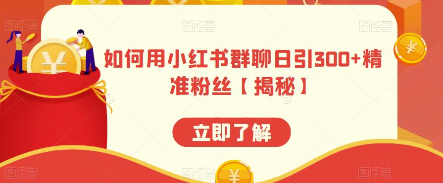如何用小红书群聊日引300+精准粉丝【揭秘】-网赚项目众筹网