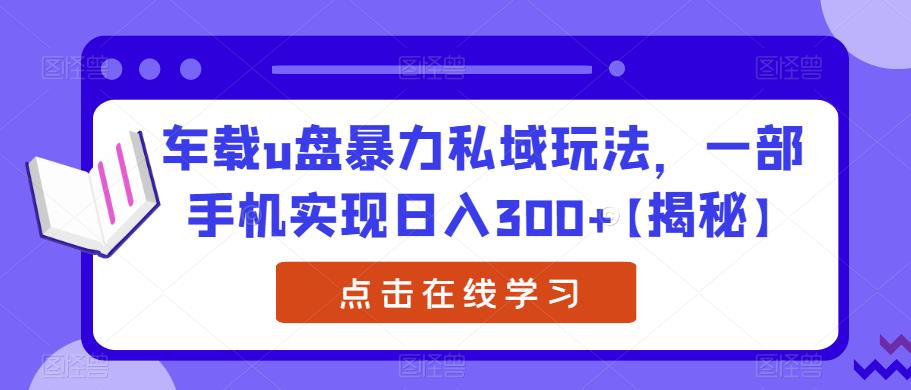 车载u盘暴力私域玩法，一部手机实现日入300+【揭秘】-网赚项目众筹网